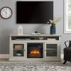 1-227.jpg Contemporary TV Media Stand with 18" Fireplace Insert C Modern Entertainment Console, Fits TVs Up to 65", with Open & Closed Storage Space