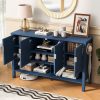 1-23.jpg 55.1'' Storage Sideboard with 4 Doors, Multifunctional Buffet with Open Shelf & 2-Tier Adjustable Shelves, Modern Cabinet with Dual Hooks for Living Room, Hallway, Dining Area & Office