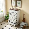 Modern 6-Drawer Tall Dresser, Bedroom Dresser & Closet Clothes Storage Organizer, Easy-Pull Handles with Textured Borders, Suitable for Living Room & Hallway