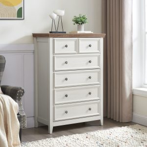 Modern 6-Drawer Dresser Cabinet, Farmhouse Style Chest of Drawers C Multi-Functional Closet Organizer for Living Room, Perfect for Clothes Storage & Home Organization