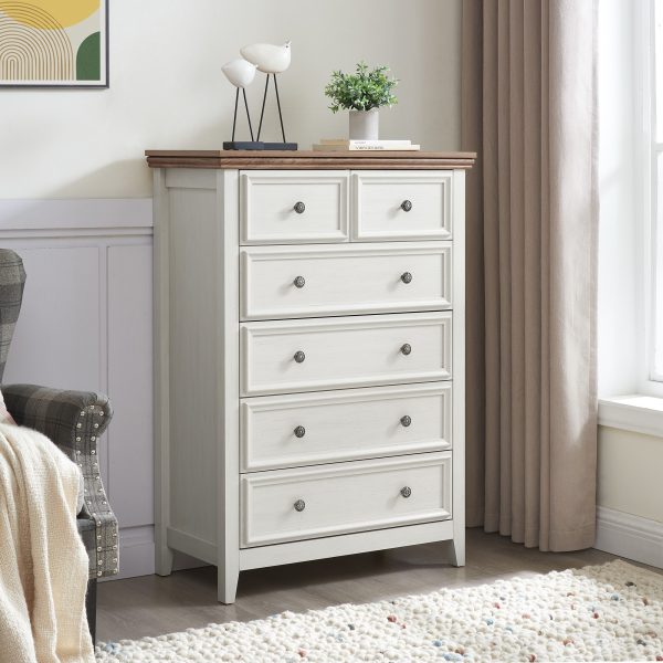Modern 6-Drawer Dresser Cabinet, Farmhouse Style Chest of Drawers C Multi-Functional Closet Organizer for Living Room, Perfect for Clothes Storage & Home Organization