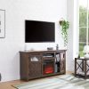 2-Door Farmhouse Cabinet & TV Media Stand, Barn-Inspired Home Entertainment Console with 18" Fireplace Insert, Rustic Farmhouse TV Stand