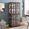1-245.jpg Vintage Curio Display Cabinet with 4 Glass Doors & Adjustable Shelves, Antique Style Showcase for Collectibles, Home & Office Display Case with E26 Bulb Included