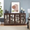 LED Antique Curio Display Cabinet with 4 Glass Doors & Adjustable Shelves, Vintage Showcase for Collectibles, Ideal for Home and Office Use