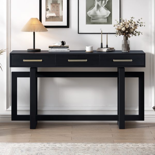 1-25.jpg Elegant Console Table with 3 Drawers, Extra-Long Entryway Table Ideal for Entryway, Hallway, Living Room, Foyer and Corridor