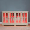 LED Antique Curio Display Cabinet with 4 Glass Doors & Adjustable Shelves, Vintage Style Showcase for Collectibles, Ideal for Home and Office Use