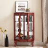 2-Door Curio Cabinet with Tempered Glass Doors, Mirrored Back Panel & Adjustable Shelves, Lighted Display Cabinet for Home and Office, Bulb Included