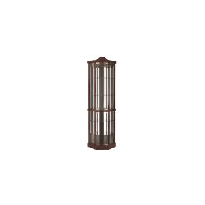 Lighted Glass Corner Curio Cabinet with Adjustable Glass Shelves, Carved Decorative Display & Wine Cabinet Featuring Built-in Light Bar