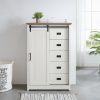 1-257.jpg 5-Drawer Dresser with Sliding Barn Door, Modern Farmhouse Tall Chest of Drawers, Versatile Storage Organizer for Bedroom, Hallway and Living Room