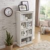 4-Tier Glass Display Cabinet with Flip-Up Glass Doors, Multi-Functional Curio Storage for Collectibles, Toy Figures & Books, Suitable as a Living Room Bookcase