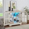 1-269.jpg LED Lighted Curio Display Cabinet with Lattice Doors, Adjustable Shelves & Retro Design, Multi-Functional Quality Showcase for Antiques, Elegant Bookcase & Storage Cabinet for Home Decoration and Organization