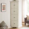4-Tier 72" Tall Corner Kitchen Pantry Cabinet with 8 Doors, Freestanding Corner Storage Cabinet with Shelves, Farmhouse Style Bookshelf for Bathroom, Living Room and Home Organization