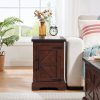 1-274.jpg Farmhouse Rectangular End Table with Barn Door & Adjustable Storage Shelf, Rustic Sofa Side Table for Living Room and Bedroom