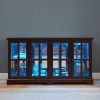 1-284.jpg LED-Lit Antique Curio Display Cabinet with 4 Glass Doors & Adjustable Shelves, Vintage Showcase for Collectibles, Home & Office