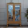 Elegant Light Oak Curio Cabinet with Tempered Glass Doors, LED Lighting, Mirrored Back & Adjustable Shelves, Ideal Display Storage for Home & Office