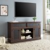 1-290.jpg Embossed Pattern TV Stand & Media Console C Features Open/Closed Storage Space and Sliding Door, Suitable for Living Room & Bedroom