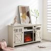 1-293.jpg 2-Door Farmhouse TV Media Stand, Barn-Inspired Entertainment Console with 18" Fireplace Insert