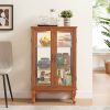 2-Door Lighted Curio Cabinet with Tempered Glass Doors, Mirrored Back & Adjustable Shelves C Bulb Included for Home & Office