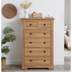 6-Drawer Tall Dresser, Vertical Chest of Drawers Storage Cabinet for Closet & Living Room Clothes Organizing