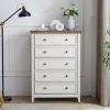 Modern 5-Drawer Dresser, Farmhouse Style Storage Cabinet for Clothes & Daily Essentials, Perfect for Living Room Organization