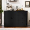 Multifunctional Wooden Sideboard with Extendable Table C 2-Door & 3-Drawer Storage Cabinet, Suitable for Living Room, Study, Foyer and Kitchen