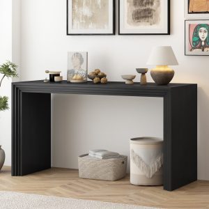 Modern Console Table with Paulownia Solid Wood Veneer, Ideal for Entryway, Foyer & Living Room