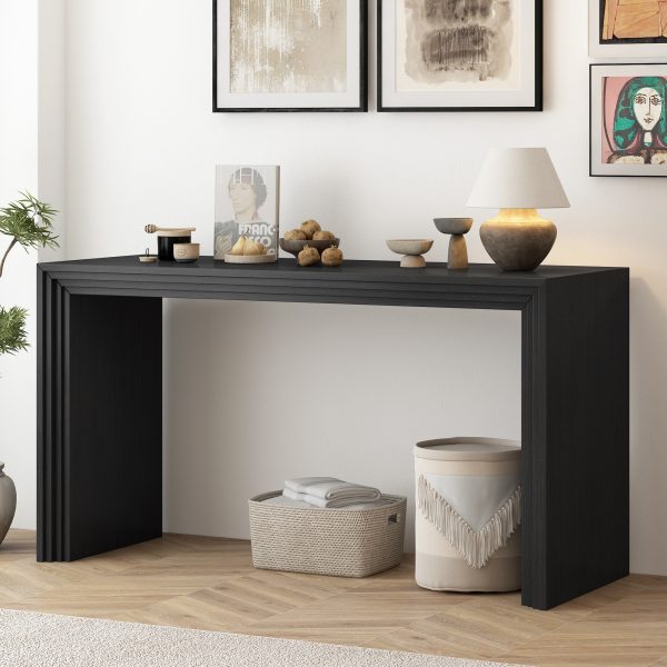 Modern Console Table with Paulownia Solid Wood Veneer, Ideal for Entryway, Foyer & Living Room