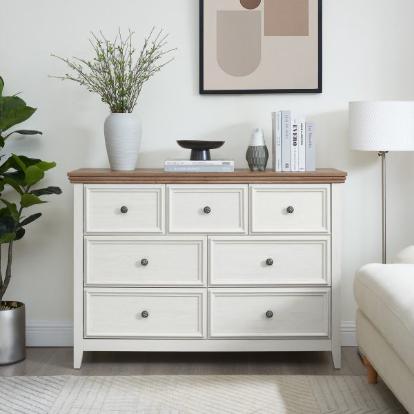 Modern & Farmhouse 7-Drawer Dresser, Chest of Drawers Closet Organizer for Clothes Storage in Living Room
