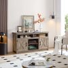 Farmhouse Barn Door TV Media Stand, Modern Entertainment Console for TVs Up to 65" with Open & Closed Storage