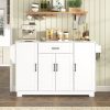 54.3" Sideboard Buffet Storage Cabinet with 4 Doors, 1 Drawer & Adjustable Shelves, Melamine MDF Construction, Aluminum Alloy Handles, Side Shelves & Hanging Rod, Ideal for Dining Room