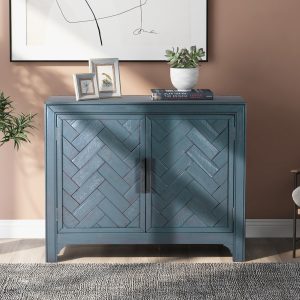 40'' Modern Storage Cabinet with Uniquely Designed Doors & 1 Adjustable Shelf, Suitable for Living Room, Study and Multiple Home Spaces