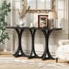 59.8'' Wooden Console Table with Oak Veneer Tabletop, Farmhouse Entryway Table with Slender Curved Rubber Wood Legs, Ideal for Living Room, Entryway, Hallway & Dining Areas