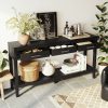 59.1'' Farmhouse Entryway Console Table with 3 Drawers & Open Bottom Shelf, Painted Finish Sofa Table with Vintage Iron Handles, Minimalist Versatile Table for Living Room, Hallway, Kitchen, Bedroom & Office