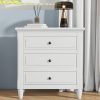 28'' Painted Nightstand with 3 Drawers & Smooth-Gliding Rails, Simple Bedside Cabinet with Metal Handles & Rubber Legs, Minimalist Side Table for Bedroom, Sofa, Couch & Office