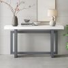 1-43.jpg 59.1'' Painted Entryway Console Table with Pine Veneer, Unique Triple-Rectangle Structure, Thick Solid Pine Legs, Extra-Long Sofa Table for Hallway, Living Room & Kitchen
