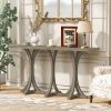 59.8'' Wooden Console Table with Oak Veneer Tabletop, Farmhouse Entryway Table with Slender Curved Rubber Wood Legs, Ideal for Living Room, Entryway, Hallway and Dining Areas