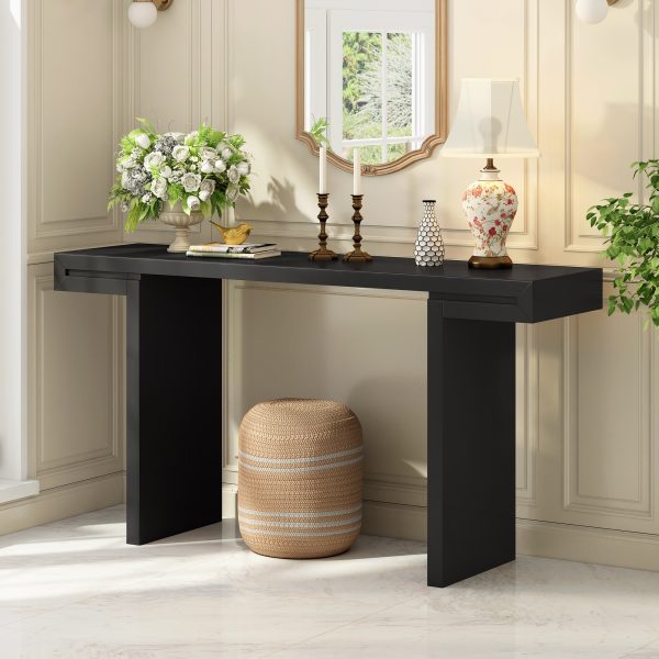 1-48.jpg Large 60-Inch Console Table with Geometric Clean-Line Design, Stylish Painted Entryway Table with Adjustable Leveling Feet, Perfect for Living Room, Entryway and Hallway