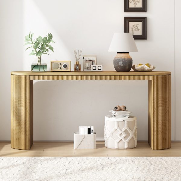 1-5.jpg Curved Console Table with Unique Vertical Stripes, Ideal for Living Room, Study and Entryway