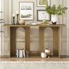 1-50.jpg Modern Curved-Design Console Table with Ash Veneer & Open Storage Shelf, Perfect for Entryway, Hallway, Living Room, Foyer and Corridor
