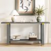 62.9" Modern Minimalist Console Table, Solid Wood Entryway & Sofa Table with Metal Accents and Built-in Storage Shelf, for Living Room and Hallway (3 Color Options: Black, Gray, Natural)