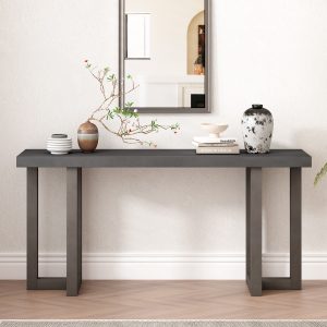 Geometric Design Console Table with Sturdy Solid Pine Wood Legs, Perfect for Entryway, Hallway, Living Room and Bedroom