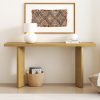 Stylish Console Table with Pine Veneer Tabletop & Geometric Structured Legs, Perfect for Living Room, Study and Dining Room