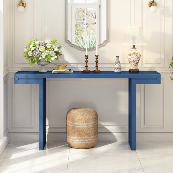 1-58.jpg Large 60-Inch Console Table with Geometric Clean-Line Design, Stylish Painted Entryway Table with Adjustable Leveling Feet, Perfect for Living Room, Entryway & Hallway