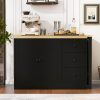 89.7'' Wooden Sideboard with Extendable Tabletop, Multifunctional Storage Cabinet with 2 Doors & 3 Drawers for Living Room, Study, Foyer & Kitchen