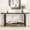 1-63.jpg 62.9" Modern Minimalist Console Table, Solid Wood Entryway & Sofa Table with Metal Decorative Accents, Built-in Open Storage Shelf, Suitable for Living Room and Hallway