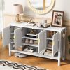 55.1'' Storage Sideboard with 4 Doors, Multifunctional Buffet Cabinet with Open Shelf & 2-Tier Adjustable Shelves, Modern Storage Cupboard Built-in Double Hooks, Perfect for Living Room, Hallway, Dining Area and Office