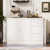 89.7'' Wooden Sideboard with Extendable Tabletop, Multifunctional Storage Cabinet with 2 Doors & 3 Drawers, Suitable for Living Room, Study, Foyer and Kitchen