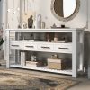 1-7.jpg 61.5'' Large Entryway Console Table with 4 Drawers, 3-Tier Open Shelves and Metal Handles - Painted Design, Versatile for Living Room, Bedroom, Foyer & Kitchen