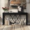 1-71.jpg 60'' Acacia Veneer Console Table with 4 Spacious Drawers, Modern Crisscross Design Entryway Table, Farmhouse Sofa Table with Open Bottom Storage for Living Room, Kitchen, Dining Room & Hallway