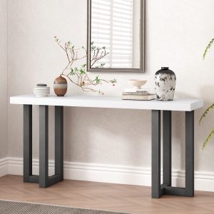 Geometric Design Console Table with Solid Pine Wood Legs, Suitable for Entryway, Hallway, Living Room and Bedroom